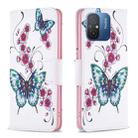 For Xiaomi Redmi 12C Colored Drawing Pattern Leather Phone Case(Flowers Butterfly) - 1