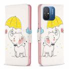 For Xiaomi Redmi 12C Colored Drawing Pattern Leather Phone Case(Umbrella Elephant) - 1
