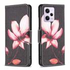 For Xiaomi Redmi Note 12 Pro+ Global Colored Drawing Pattern Leather Phone Case(Lotus) - 1