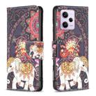 For Xiaomi Redmi Note 12 Pro+ Global Colored Drawing Pattern Leather Phone Case(Flowers Elephant) - 1