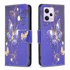 For Xiaomi Redmi Note 12 Pro 5G Global Colored Drawing Pattern Leather Phone Case(Purple Butterfly) - 1