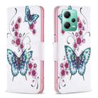 For Xiaomi Redmi Note 12 Global Colored Drawing Pattern Leather Phone Case(Flowers Butterfly) - 1