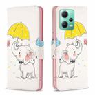 For Xiaomi Redmi Note 12 Global Colored Drawing Pattern Leather Phone Case(Umbrella Elephant) - 1
