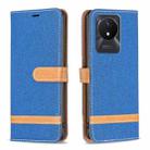 For vivo Y02 4G Color Block Denim Texture Leather Phone Case(Royal Blue) - 1