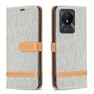 For vivo Y02 4G Color Block Denim Texture Leather Phone Case(Grey) - 1