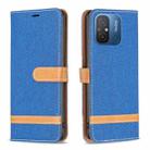 For Xiaomi Redmi 12C Color Block Denim Texture Leather Phone Case(Royal Blue) - 1