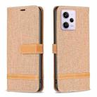 For Xiaomi Redmi Note 12 Pro+ Global Color Block Denim Texture Leather Phone Case(Brown) - 1