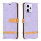 For Xiaomi Redmi Note 12 Pro+ Global Color Block Denim Texture Leather Phone Case(Purple) - 1