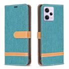 For Xiaomi Redmi Note 12 Pro+ Global Color Block Denim Texture Leather Phone Case(Green) - 1
