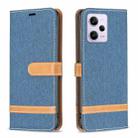For Xiaomi Redmi Note 12 Pro+ Global Color Block Denim Texture Leather Phone Case(Dark Blue) - 1