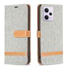 For Xiaomi Redmi Note 12 Pro+ Global Color Block Denim Texture Leather Phone Case(Grey) - 1