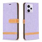 For Xiaomi Redmi Note 12 Pro Global Color Block Denim Texture Leather Phone Case(Purple) - 1