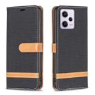 For Xiaomi Redmi Note 12 Pro Global Color Block Denim Texture Leather Phone Case(Black) - 1