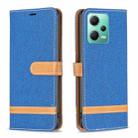 For Xiaomi Redmi Note 12 Global Color Block Denim Texture Leather Phone Case(Royal Blue) - 1
