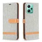 For Xiaomi Redmi Note 12 Global Color Block Denim Texture Leather Phone Case(Grey) - 1