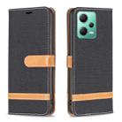 For Xiaomi Redmi Note 12 Global Color Block Denim Texture Leather Phone Case(Black) - 1