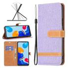For Xiaomi Redmi Note 12S 4G / Note 11 Color Block Denim Texture Leather Phone Case(Purple) - 1