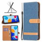 For Xiaomi Redmi Note 12S 4G / Note 11 Color Block Denim Texture Leather Phone Case(Dark Blue) - 1