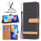 For Xiaomi Redmi Note 12S 4G / Note 11 Color Block Denim Texture Leather Phone Case(Black) - 1