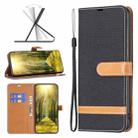 For Xiaomi Poco F5 5G / Redmi Note 12 Turbo Color Block Denim Texture Leather Phone Case(Black) - 1