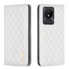 For vivo Y02 4G Diamond Lattice Magnetic Leather Flip Phone Case(White) - 1