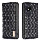 For vivo Y02 4G Diamond Lattice Magnetic Leather Flip Phone Case(Black) - 1