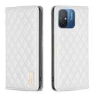For Xiaomi Redmi 12C Diamond Lattice Magnetic Leather Flip Phone Case(White) - 1