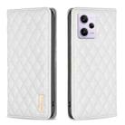 For Xiaomi Redmi Note 12 Pro 5G Global Diamond Lattice Magnetic Leather Flip Phone Case(White) - 1