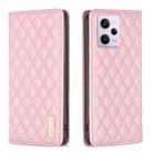 For Xiaomi Redmi Note 12 Pro 5G Global Diamond Lattice Magnetic Leather Flip Phone Case(Pink) - 1