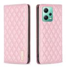 For Xiaomi Redmi Note 12 Global Diamond Lattice Magnetic Leather Flip Phone Case(Pink) - 1