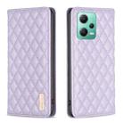 For Xiaomi Redmi Note 12 Global Diamond Lattice Magnetic Leather Flip Phone Case(Purple) - 1