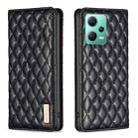 For Xiaomi Redmi Note 12 Global Diamond Lattice Magnetic Leather Flip Phone Case(Black) - 1