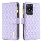 For vivo Y02 4G Diamond Lattice Zipper Wallet Leather Flip Phone Case(Purple) - 1