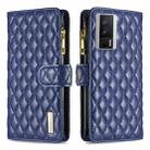 For Xiaomi Redmi K60 / K60 Pro Diamond Lattice Zipper Wallet Leather Flip Phone Case(Blue) - 1