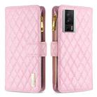 For Xiaomi Redmi K60 / K60 Pro Diamond Lattice Zipper Wallet Leather Flip Phone Case(Pink) - 1