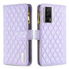 For Xiaomi Redmi K60 / K60 Pro Diamond Lattice Zipper Wallet Leather Flip Phone Case(Purple) - 1