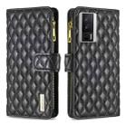 For Xiaomi Redmi K60 / K60 Pro Diamond Lattice Zipper Wallet Leather Flip Phone Case(Black) - 1