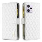 For Xiaomi Redmi Note 12 Pro+ Global Diamond Lattice Zipper Wallet Leather Flip Phone Case(White) - 1