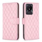 For vivo Y02 4G Diamond Lattice Wallet Leather Flip Phone Case(Pink) - 1