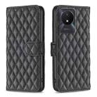 For vivo Y02 4G Diamond Lattice Wallet Leather Flip Phone Case(Black) - 1