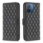 For Xiaomi Redmi 12C Diamond Lattice Wallet Leather Flip Phone Case(Black) - 1