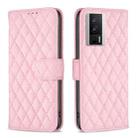 For Xiaomi Redmi K60 / K60 Pro Diamond Lattice Wallet Leather Flip Phone Case(Pink) - 1