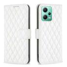 For Xiaomi Redmi Note 12 Global Diamond Lattice Wallet Leather Flip Phone Case(White) - 1