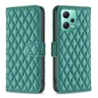 For Xiaomi Redmi Note 12 Global Diamond Lattice Wallet Leather Flip Phone Case(Green) - 1
