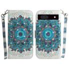 For Google Pixel 7a 3D Colored Pattern Flip Leather Phone Case(Peacock Wreath) - 1