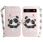 For Google Pixel 7a 3D Colored Pattern Flip Leather Phone Case(Heart Panda) - 1