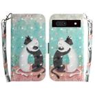 For Google Pixel 7a 3D Colored Pattern Flip Leather Phone Case(Black White Cat) - 1