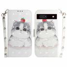 For Google Pixel 7a 3D Colored Pattern Flip Leather Phone Case(Cute Cat) - 1