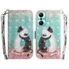 For Infinix Hot 20 Play 3D Colored Pattern Flip Leather Phone Case(Black White Cat) - 1