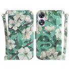 For OPPO A58 3D Colored Pattern Flip Leather Phone Case(Watercolor Flower) - 1